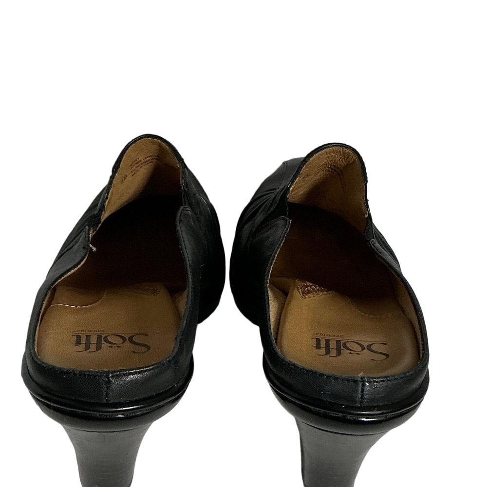 Söfft Black Leather Heeled Mules Slip On Comfort Shoes Stacked Heel Size 8M - Picture 9 of 11